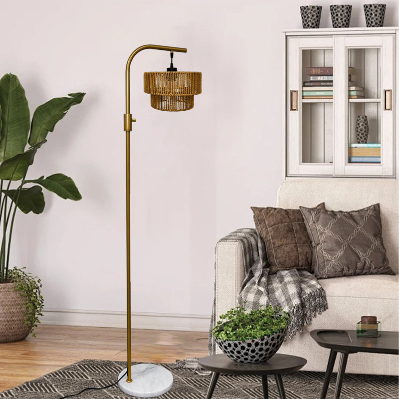 Lampe sur pied en rotin à intensité variable avec 1 ampoule DEL
