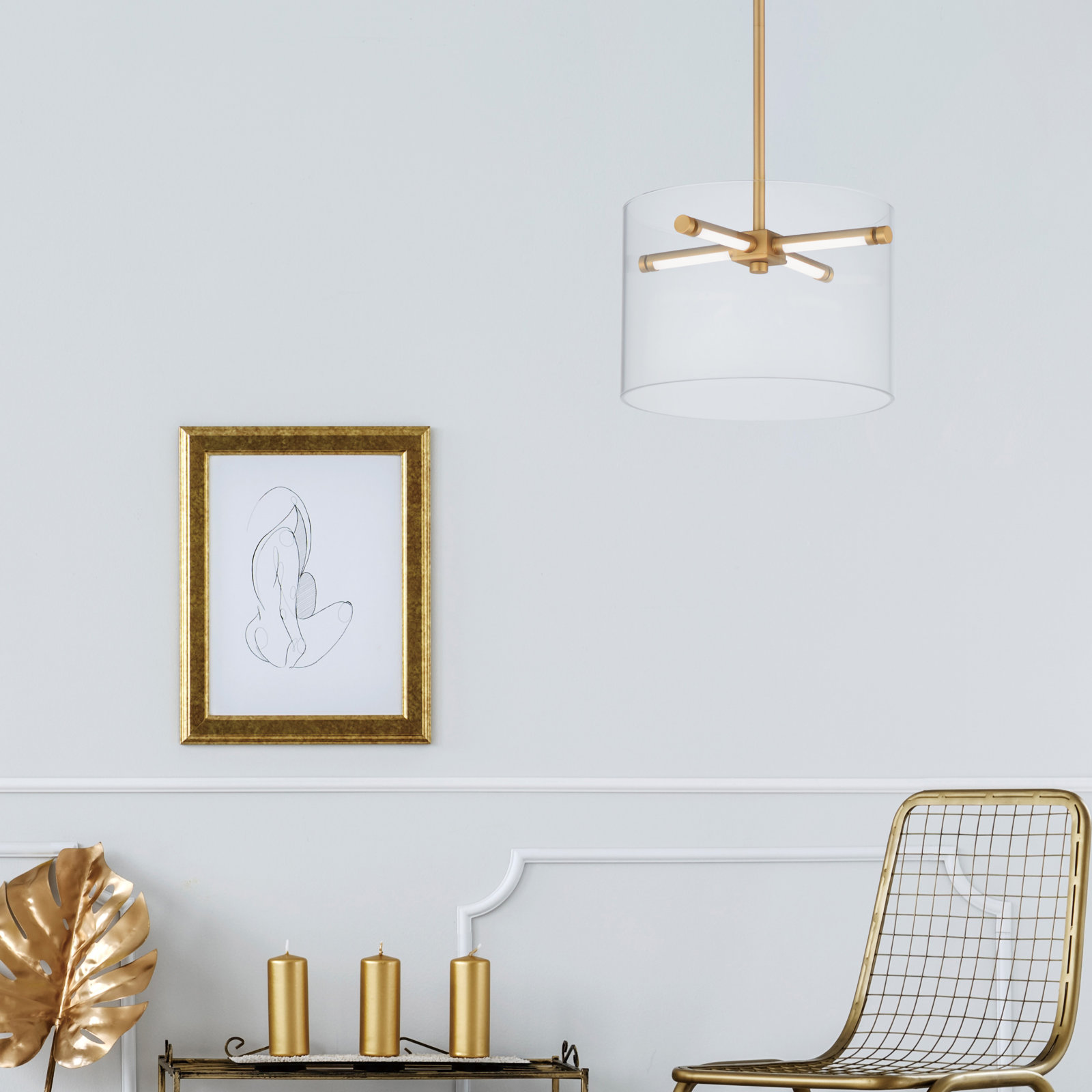 Maija Single Light Glass Dimmable LED Pendant, Gold