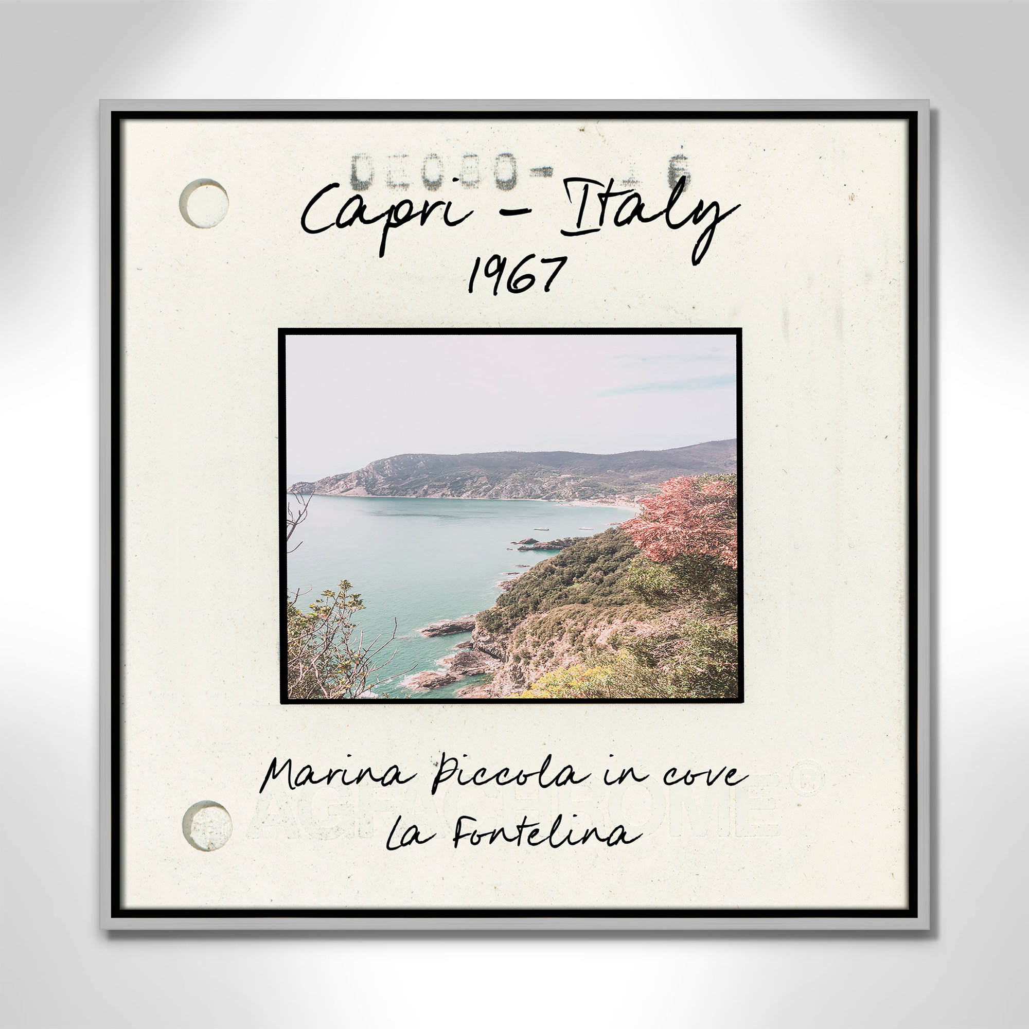 Capri Italy - Marina Picolla in La Fontalina Print by Susan Jill, Silver Floater Framed Canvas, 25.5" H x 25.5" W x 2" D