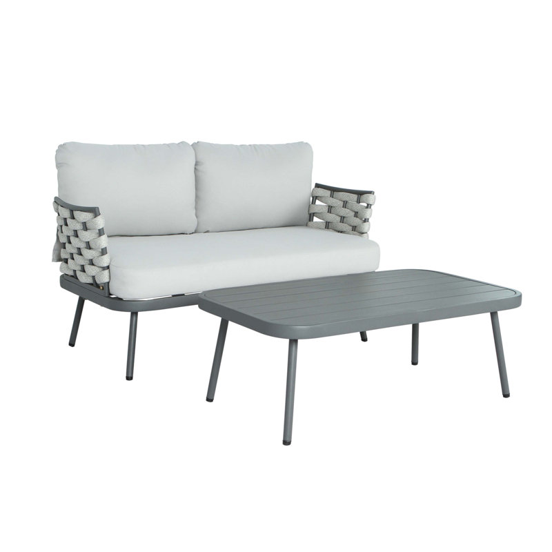 Causeuse et table en acier Mariano, Gris, Gris