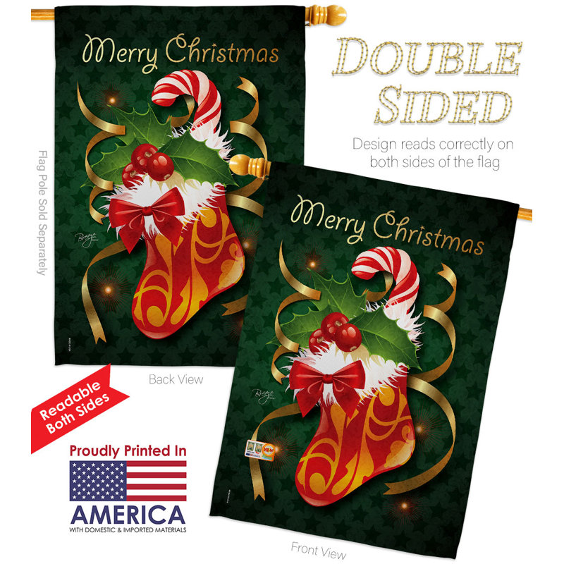 Double Sided 40'' H x 28'' W Polyester Christmas House Flag