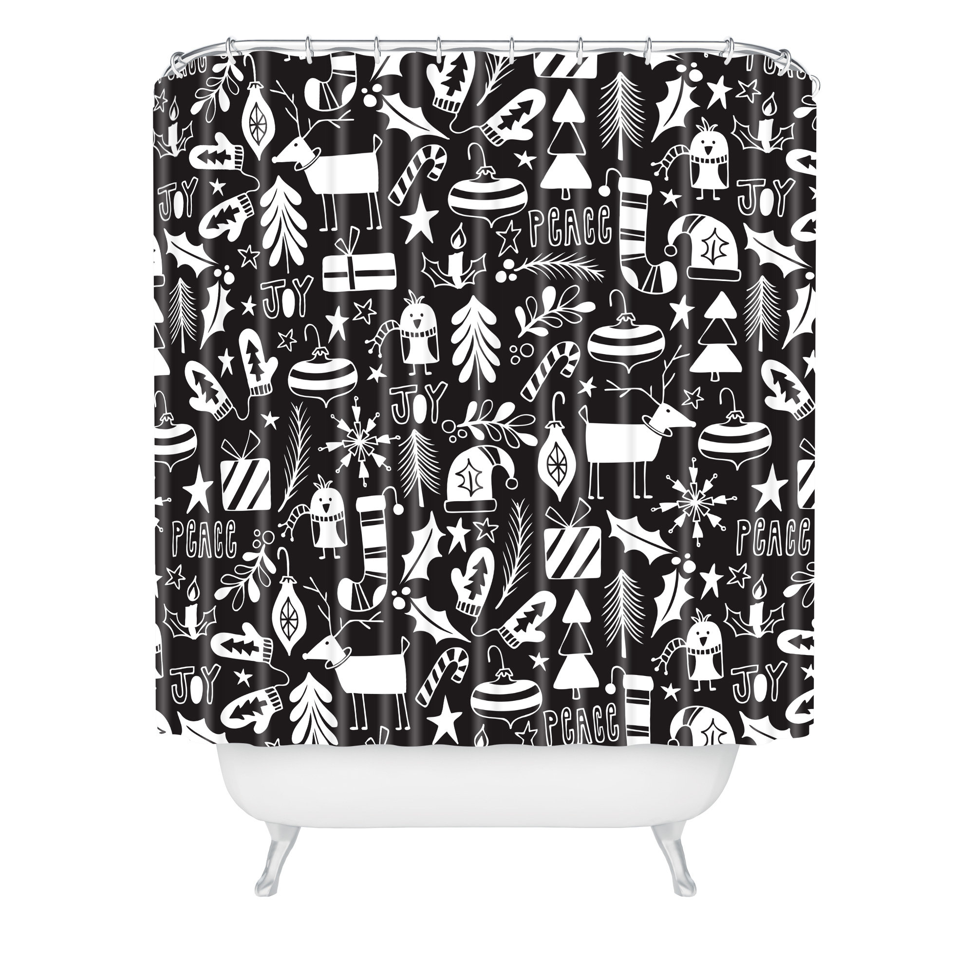 East Urban Home Rideau de douche simple dutton paix et joie heather ...