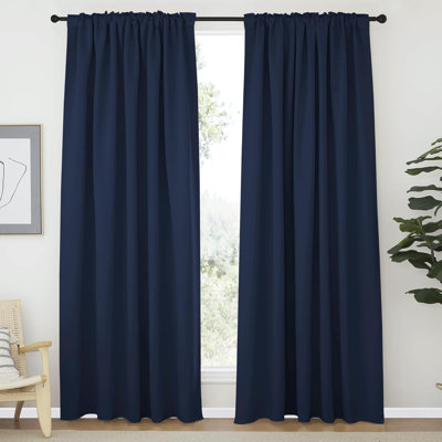 Blackout Curtains for Living Room, Thermal Insulated Solid Window Panels, Room Darkening Drapes for Bedroom/Kitchen, 2 Pieces