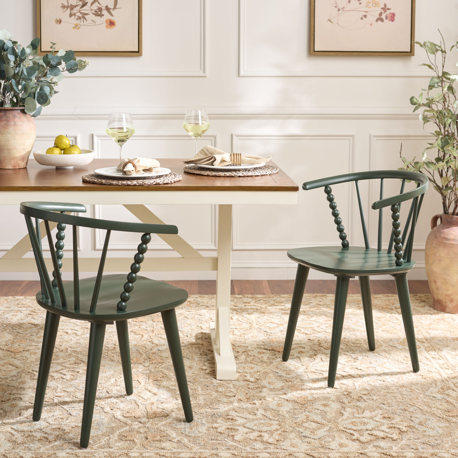 Condrey Curved Back Dining Armchair, Garden Green