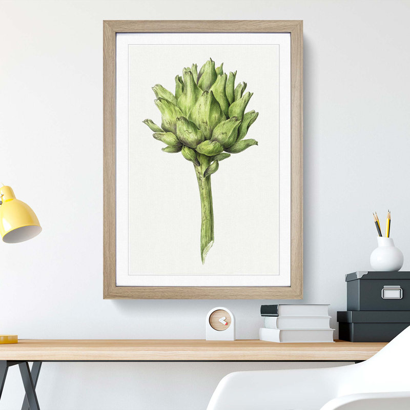 An Artichoke by Jean Bernard - Single Picture Frame Painting, 63cm H x 45cm W x 2cm D, Oak Framed