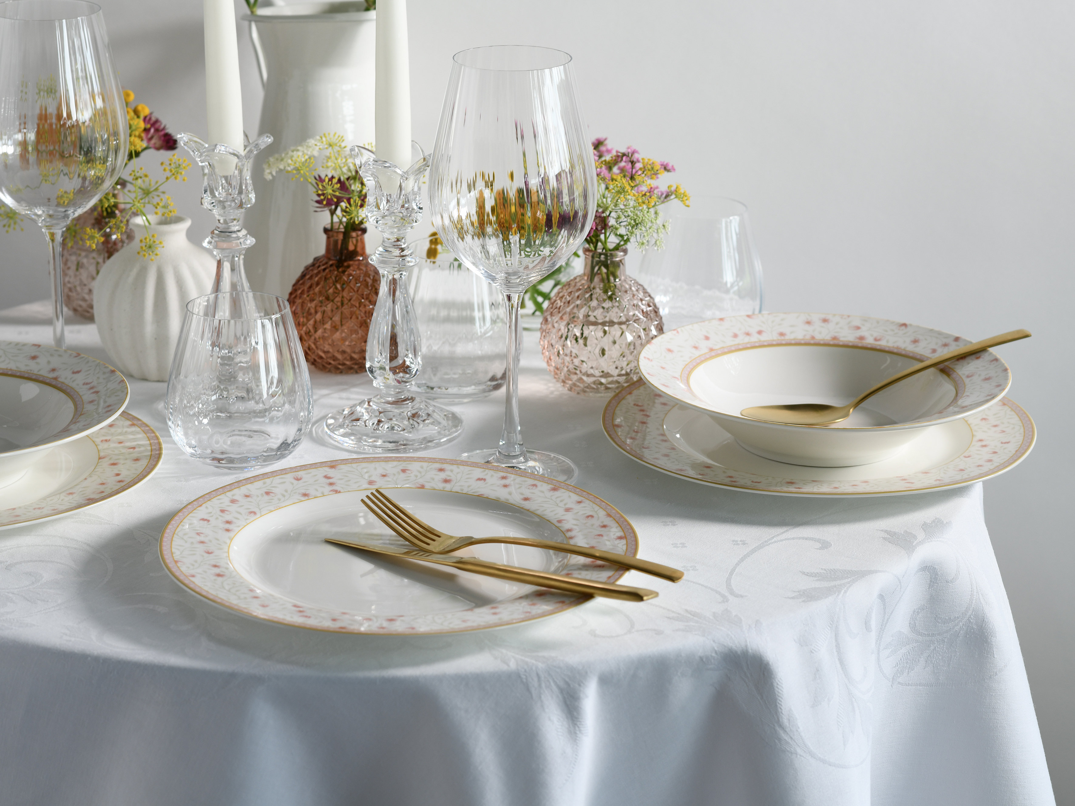 Emilia New Bone China 12 Piece Porcelain China Dinnerware Set Service for 6