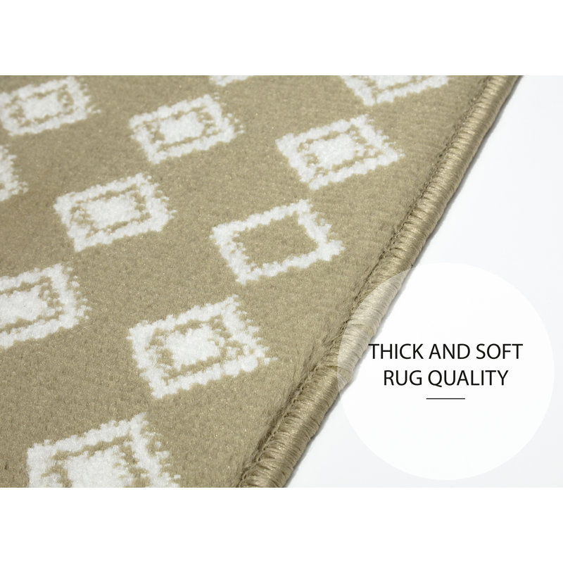 tapis d'escalier doux et vibrant en treillis Atoll, Beige