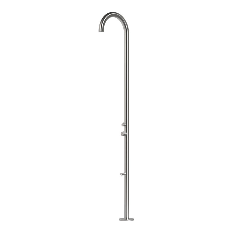 Teton 316 Stainless Steel Freestanding Outdoor Shower With Foot Wash, Matte Black