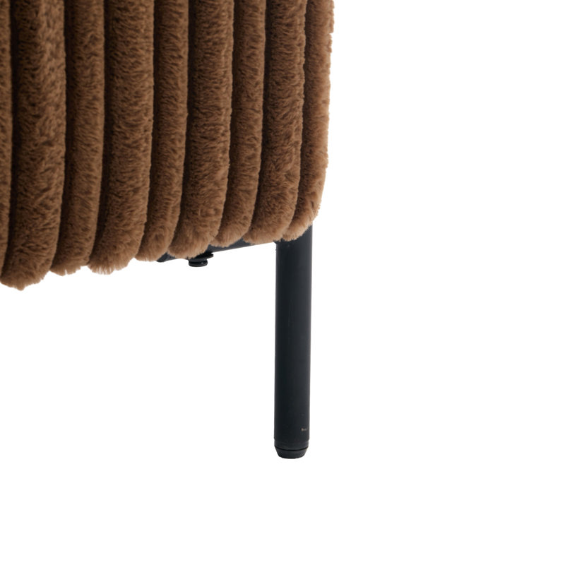 Fauteuil rembourré en velours côtelé Stolle, Microfibres brunes