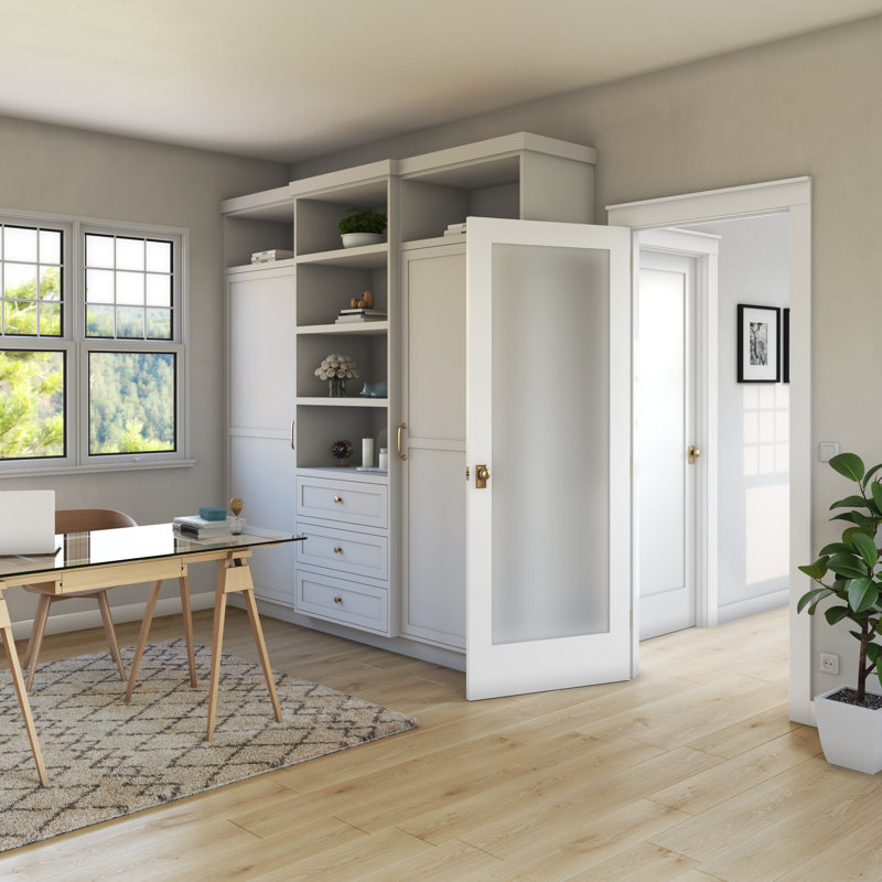 32'' x 80'' White Primed Solid Wood Frosted Glass Interior Door