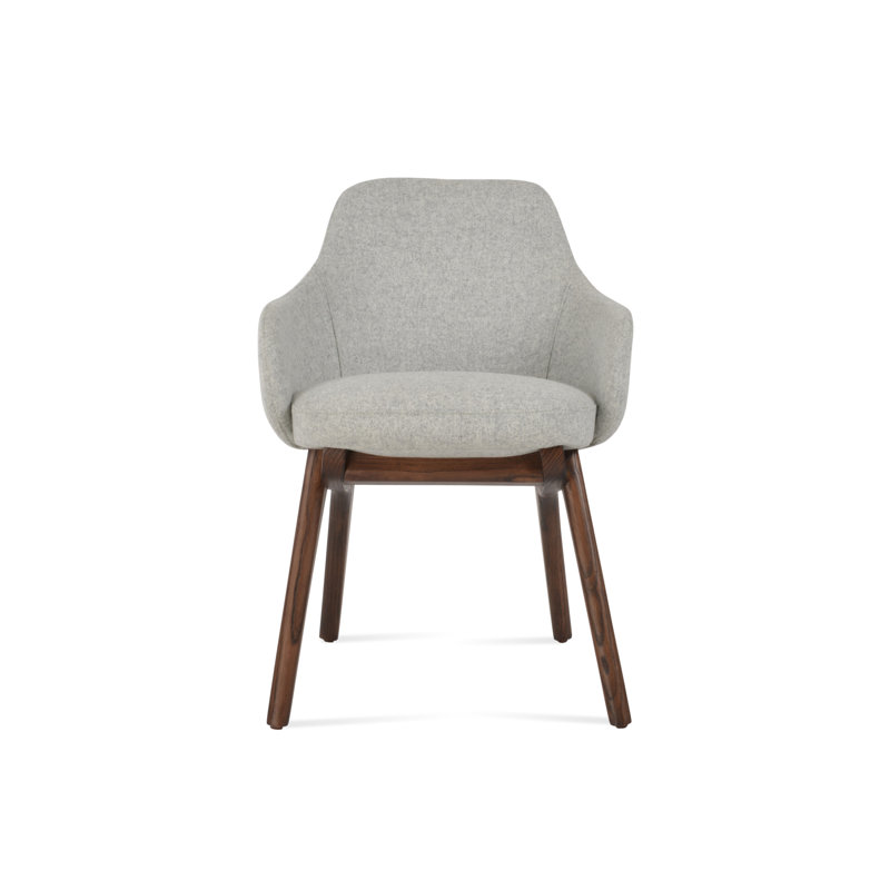 Gazel Arm X Wood Chair, Wool Silver