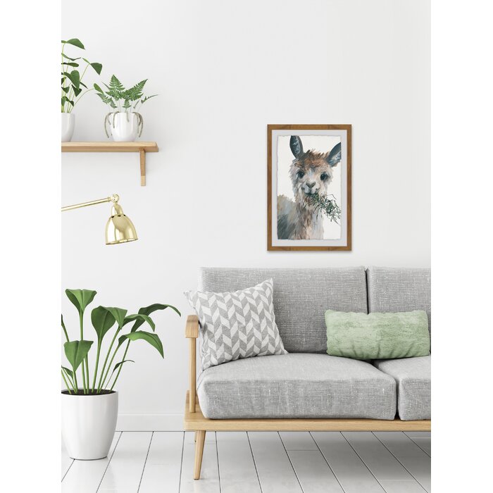 Brayden Studio® Munching Llama Framed On Paper Painting | Wayfair