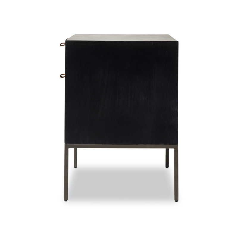 Trey 4 - Drawer Solid Wood File Cabinet, Black