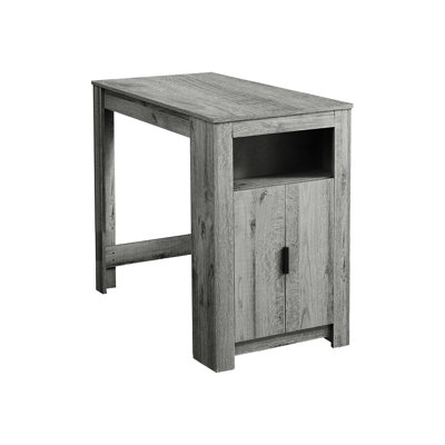 Table rectangulaire contemporaine 48 po, hauteur comptoir, stratifié gris, rangement pratique pour la cuisine, finition moderne en stratifié, hauteur avec espace