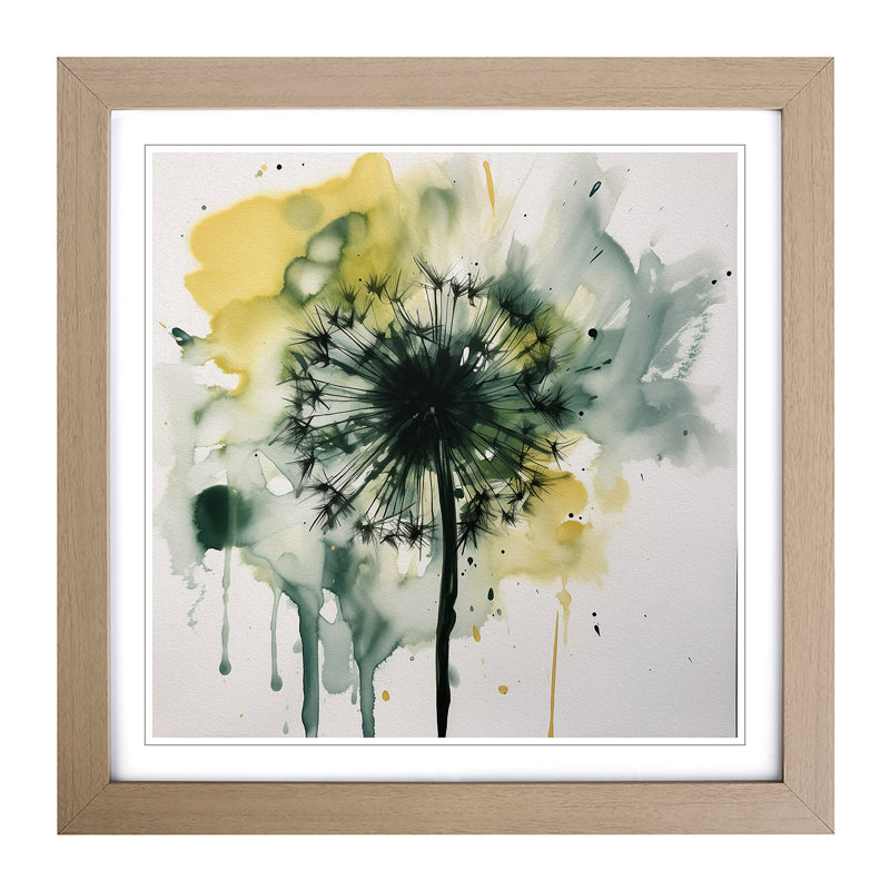 Dandelion Gestural Art No.3 - Framed Print, Oak