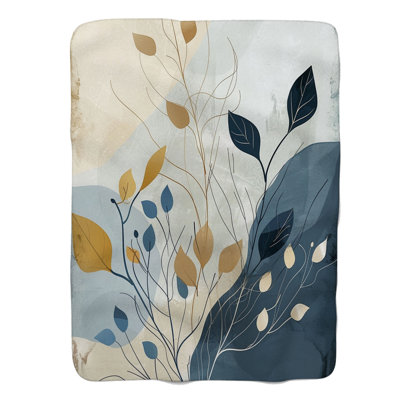 Boho Wabi Sabi Florals - 1 Piece Premium Sherpa Blanket