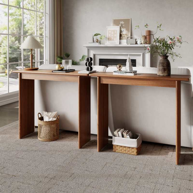 Table d'entrée simple Aastha, console moderne pour couloir, Brun