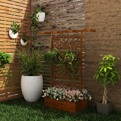 Trellis Raised Garden Bed With 38"x20.5"x11.75" Plant Box - Planter For Climbing Plants, Vines, Veggies, Flowers By For Flowers, Vegetables