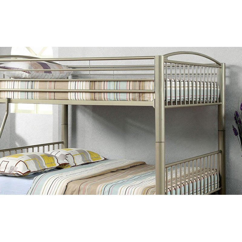 Lit superposé double au-dessus de double de style contemporain avec échelle mobile, structure entièrement en métal, convertible en deux lits séparés pour une utilisation polyvalente