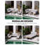 Ensemble de canapé modulaire d'extérieur modulaire avec table basse, ensemble de conversation personnalisable avec coussin gris résistant aux intempéries avec structure en aluminium et faux bois-1498087940-1498087966