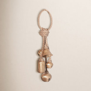 Decorative Metal Bells in Various Shapes on Jute Rope Hanger