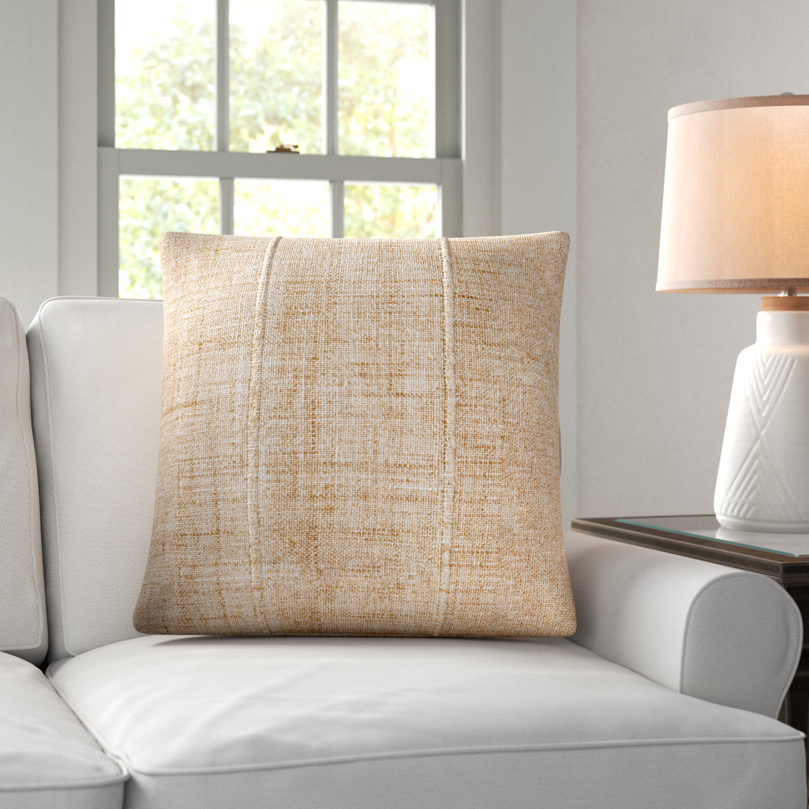 Zeppelin Embroidered Throw Pillow, Down, 20"H x 20"W, Natural
