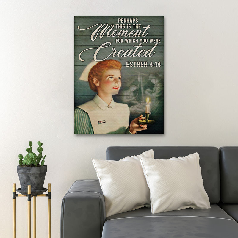 Une infirmière tenant une bougie - Peut-être que c'est le moment pour lequel vous avez été créé - 1 pièce, impression d'art graphique rectangulaire sur toile tendue
