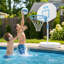 Panier de basketball de piscine moderne réglable de 28 po avec 2 balles de basketball pour les parties de piscine et les jeux dans la cour arrière
