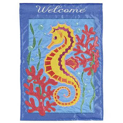 Flag Welcome Seahorse 13x18