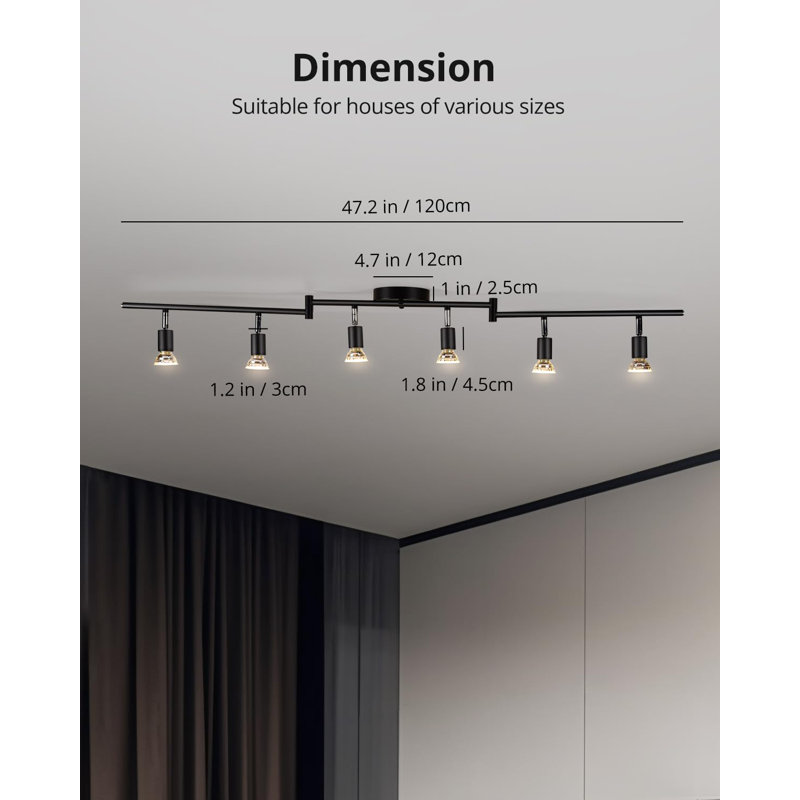 Ensemble d'éclairage sur rail 6 lumières DEL, ampoules non incluses