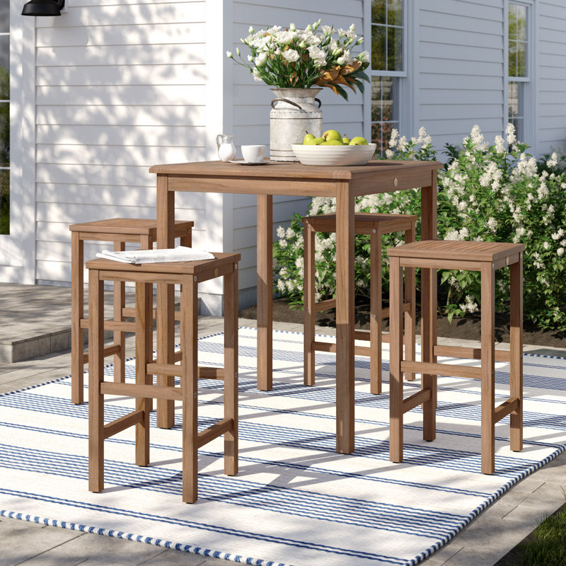 Anautica 4 - Person Teak Wood Patio Dining Set with Square Table