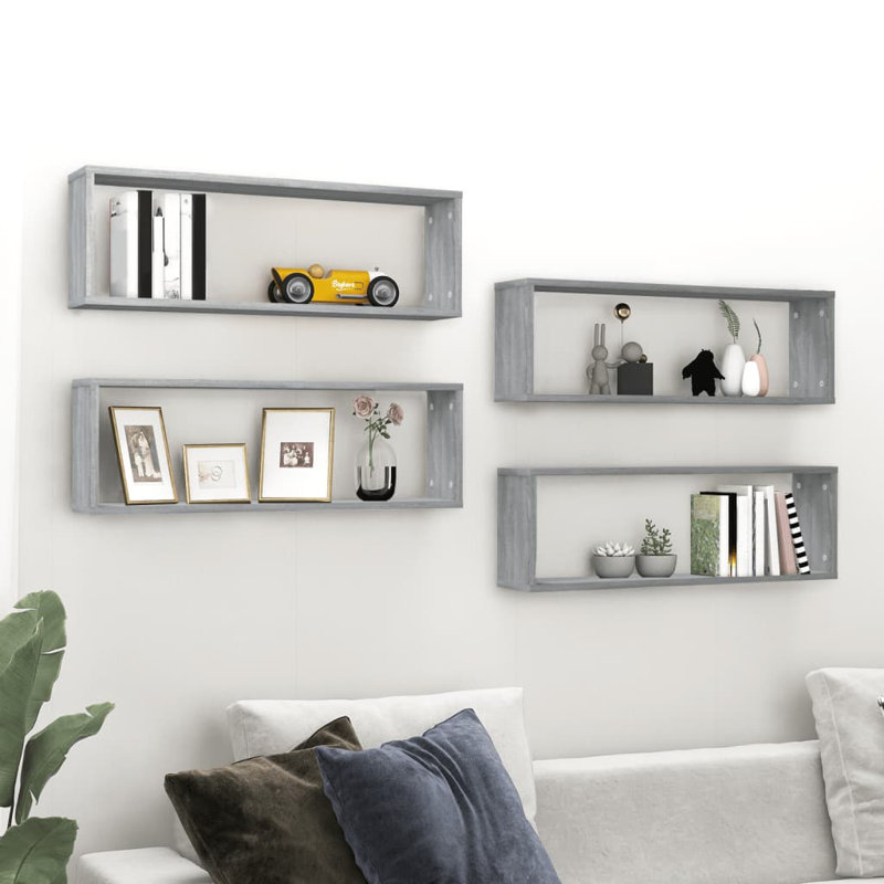 Webberville 4 Piece Floating Shelf, Grey