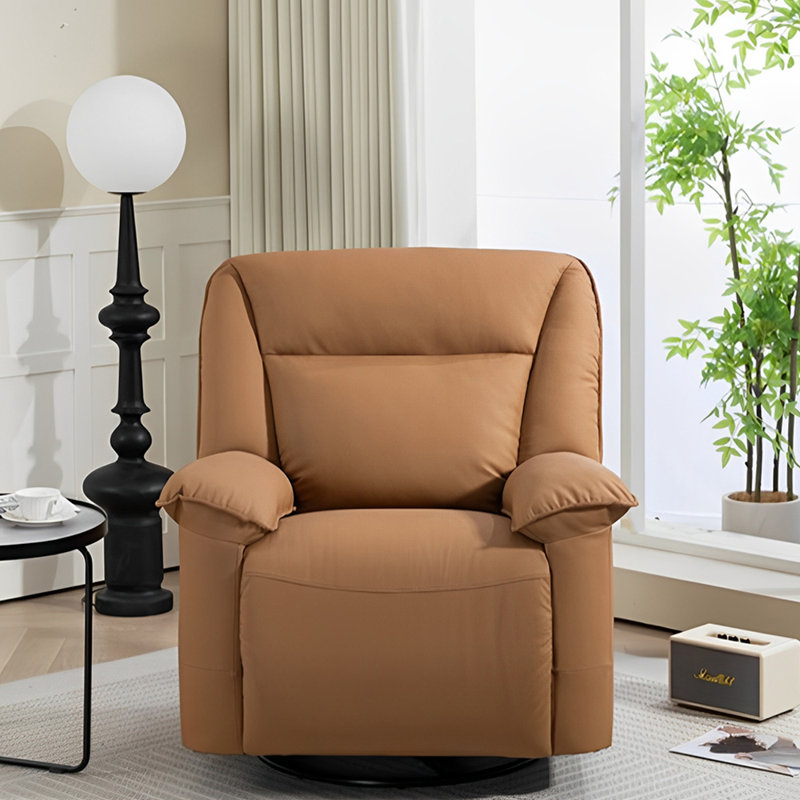 Ergonomic Faux Leather Leisure Single Recliner, Brown