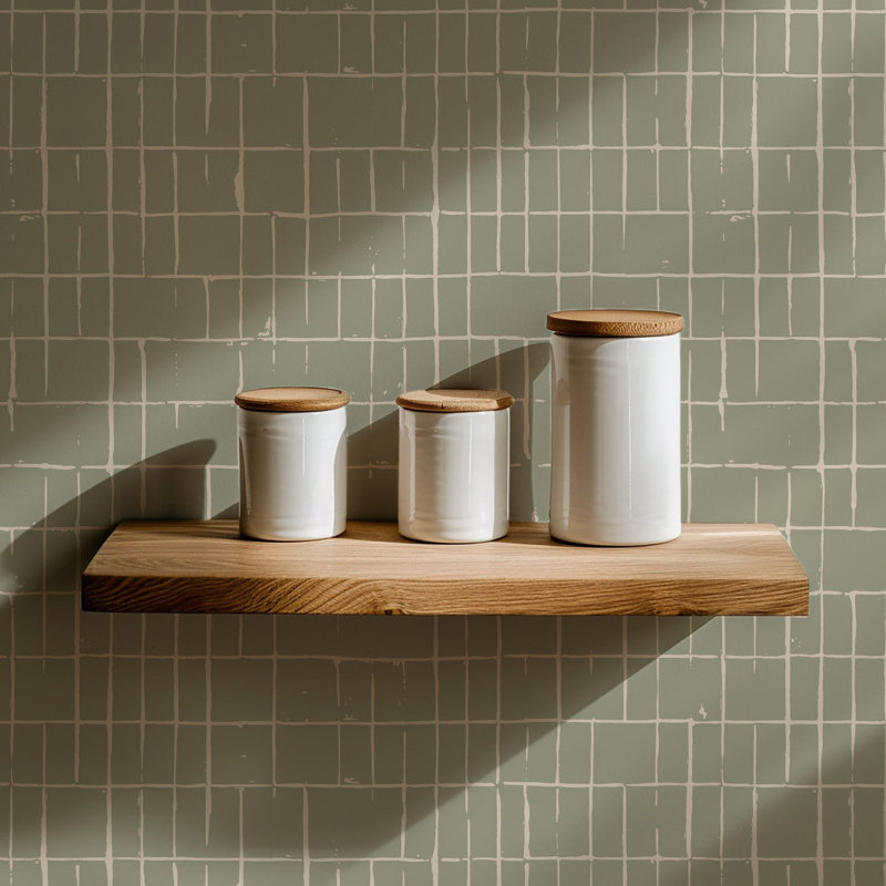 Fractured Grid - Wallpaper, Sage, Peel & Stick