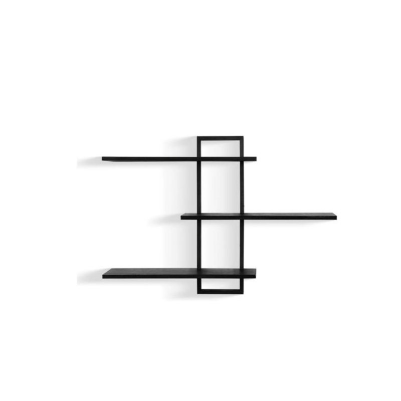 57 cm W Solid Wood Wall Mounted Shelving Unit, Matte Black