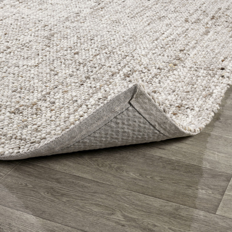 Handmade Natural Wool and Cotton Rectangular Stripe Rug