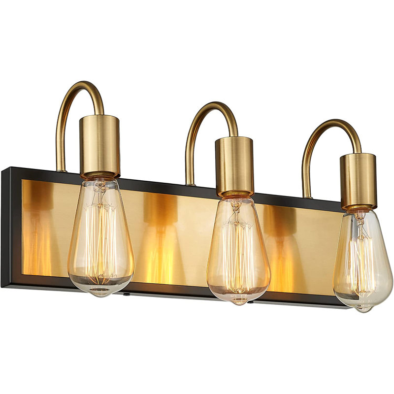3 - Light Dimmable Vanity Light, Gold/Black