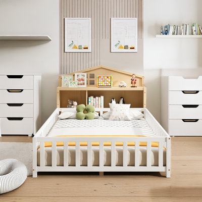 Headboard Storage Cabinet For Full-Size Montessori Floor Bed(Only Headboard)