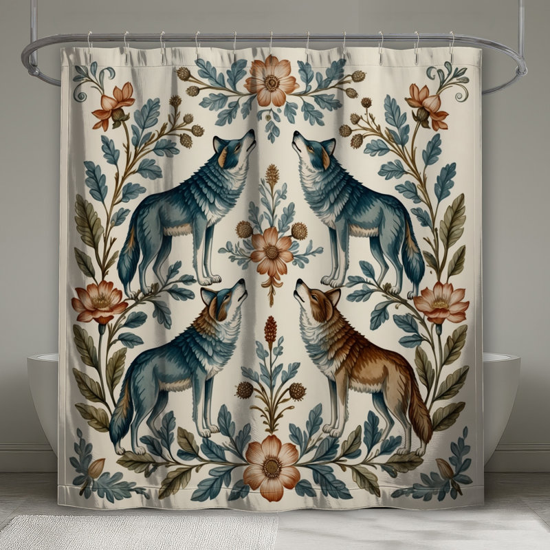 Rideaux de douche Wolves And Floral, L 70 po x H 72 po