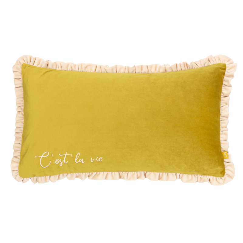 Cest La Vie Rectangular Cushion, Olive Green