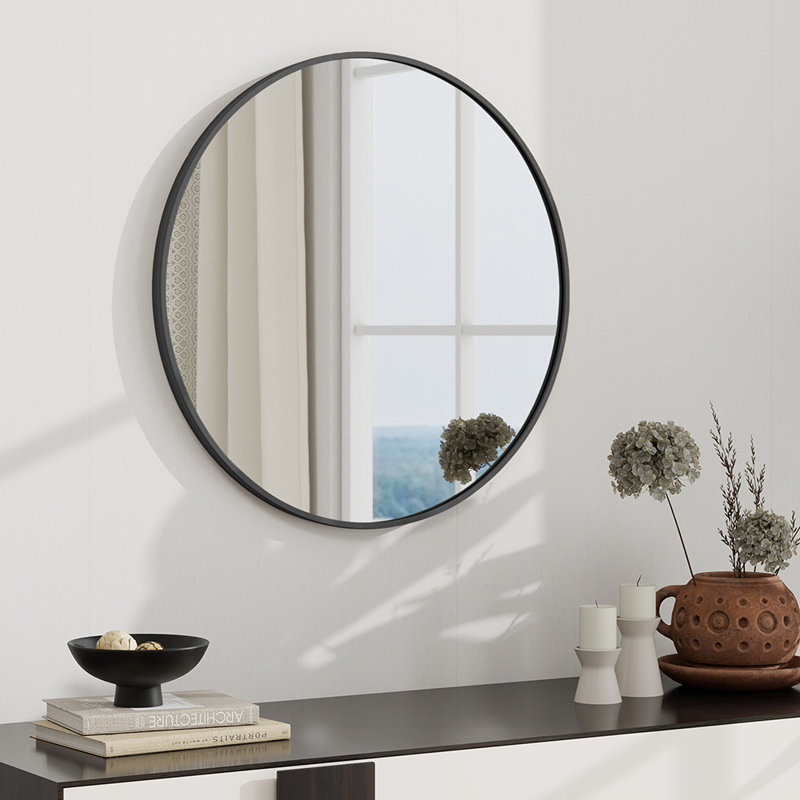 Miroir mural en aluminium, 24 po x 24 po, Black