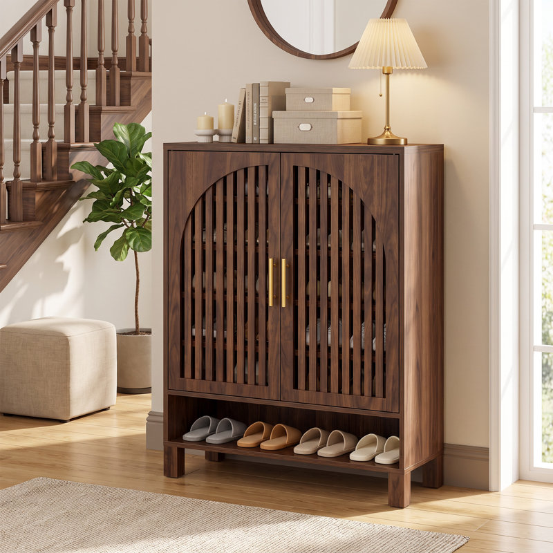 Armoire de rangement pour chaussures 24 paires avec tablettes réglables, Noyer