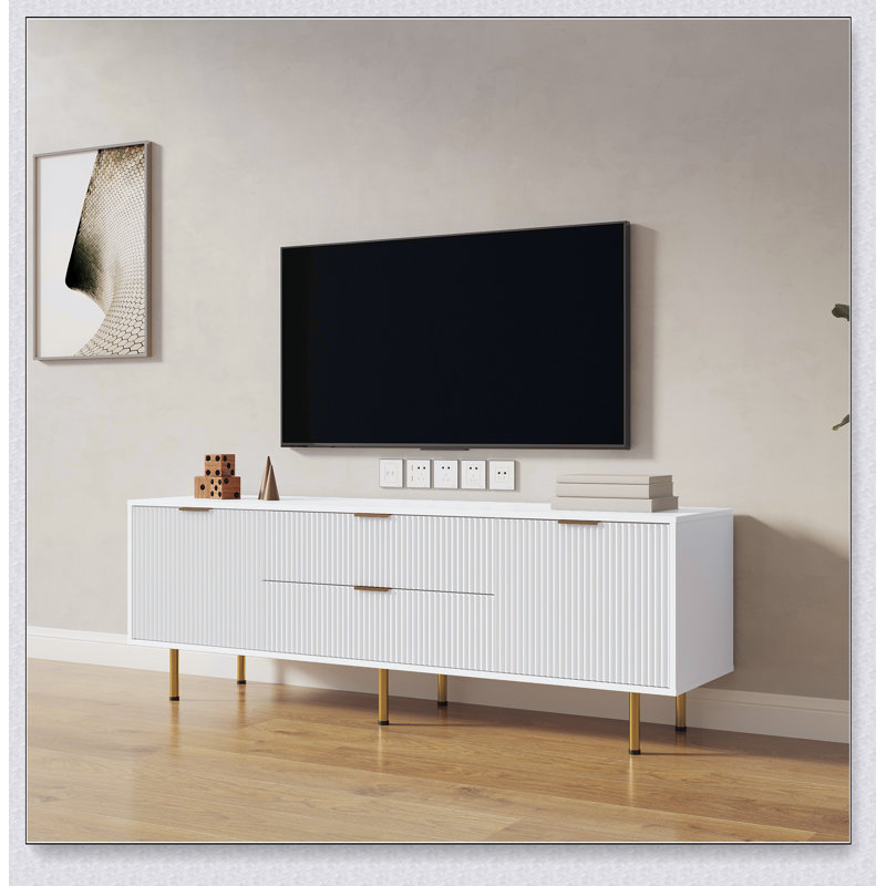 Meuble télé moderne blanc chaud pour salon, chambre à coucher