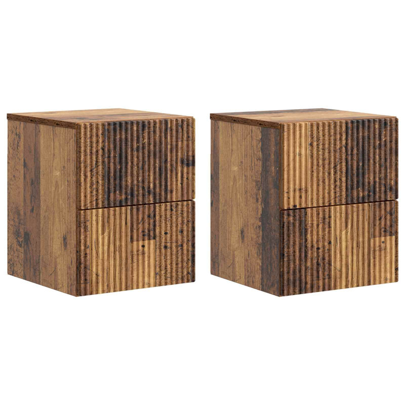 33cm W Manufactured Wood Bedside Table, Old Wood