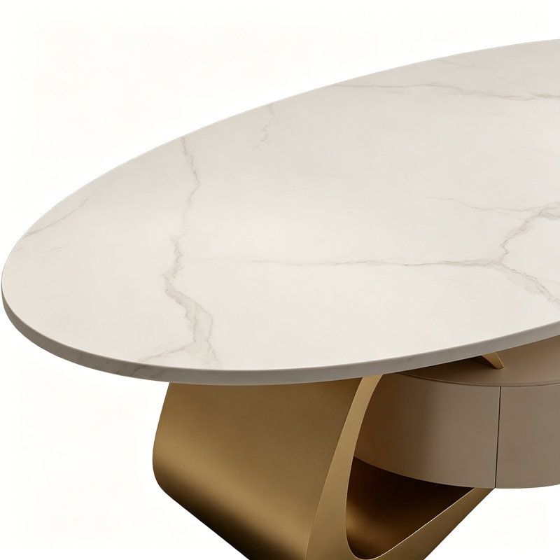 Table basse moderne de luxe italien, H 16,53 po x L 55,11 po x l 31,49 po, Doré