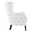 Fauteuil à oreilles avec dossier et accoudoirs ronds, pieds en bois massif, coussin de siège amovible, dossier haut en mousse délicate, confort
