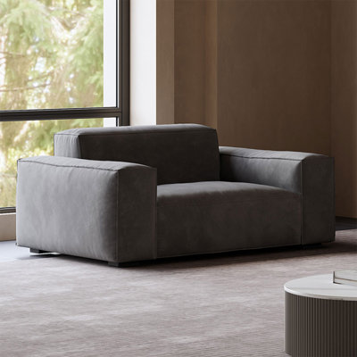 Chaise avec accoudoirs à coussin en polyester gris foncé