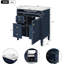 Meuble-lavabo moderne 30 po avec lavabo, armoire bleue 2 tiroirs et espace de rangement original en céramique