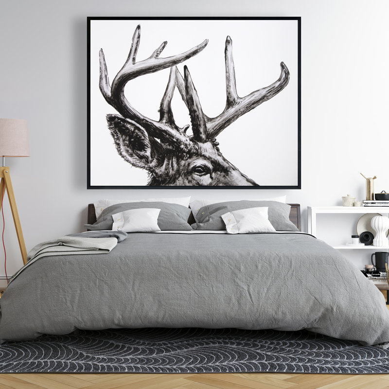 Roe Deer Plume - Rustic Animals, reproduction d'art sur toile encadrée, H 49,25 po x l 61,25 po