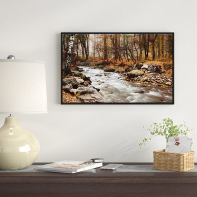 Paysage "Stream in Autumn Forest", reproduction de photo sur toile tendue encadrée